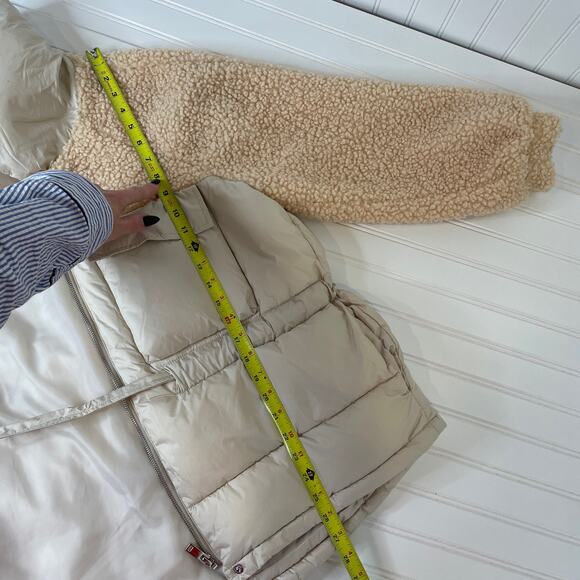 QED London Teddy Puffer Jacket Size 12 Beige Tie Waist Outdoor Warm - Picture 9 of 11